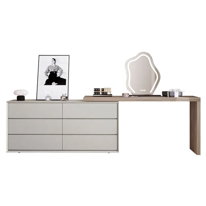 

Italian minimalist paint dresser chest cabinet integrated solid wood bedroom TV cabinet modern storage makeup desk combination
