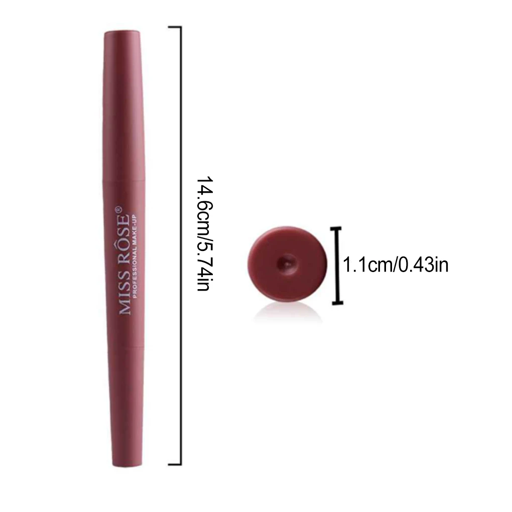 MISS ROSE 8 Colors Double-end Lipstick Long Lasting Waterproof Matte Lipstick Lip Liner for Lip Makeup