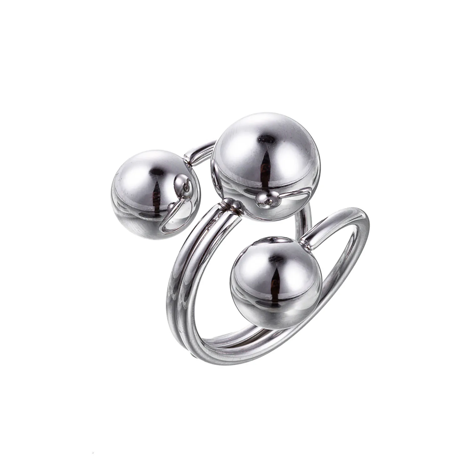 CARLIDANA Stainless Steel Silver Color Open Irregular Circle Finger Rings Titanium Steel Personalized Geometric Open Ring Women