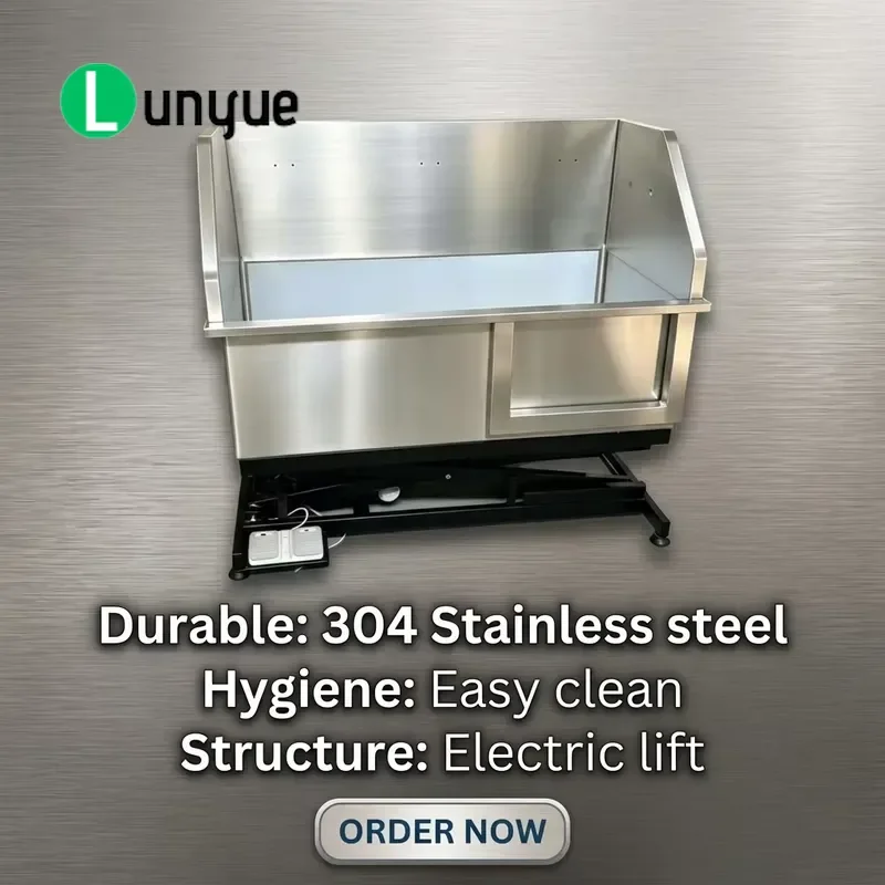 Luxury Silver Dog Wash Station Durable 304 Stainless Steel Multifunctional Large Pet Grooming Tub for Home Easy Clean