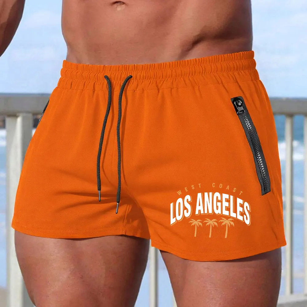 Herren-Badeshorts mit Aufdruck, Sommer, lässig, Strand-Boardshorts für Herren, schnell trocknend, Surf-Gymnastik-Shorts, Reißverschlusstasche für den Meer