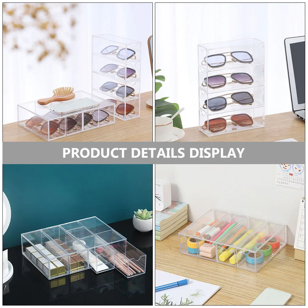 

2 pcs Acrylic Jewelry Box Transparent Eyeglasses Storage Case Dust Proof Sturdy Display Box For Shop Countertop Home