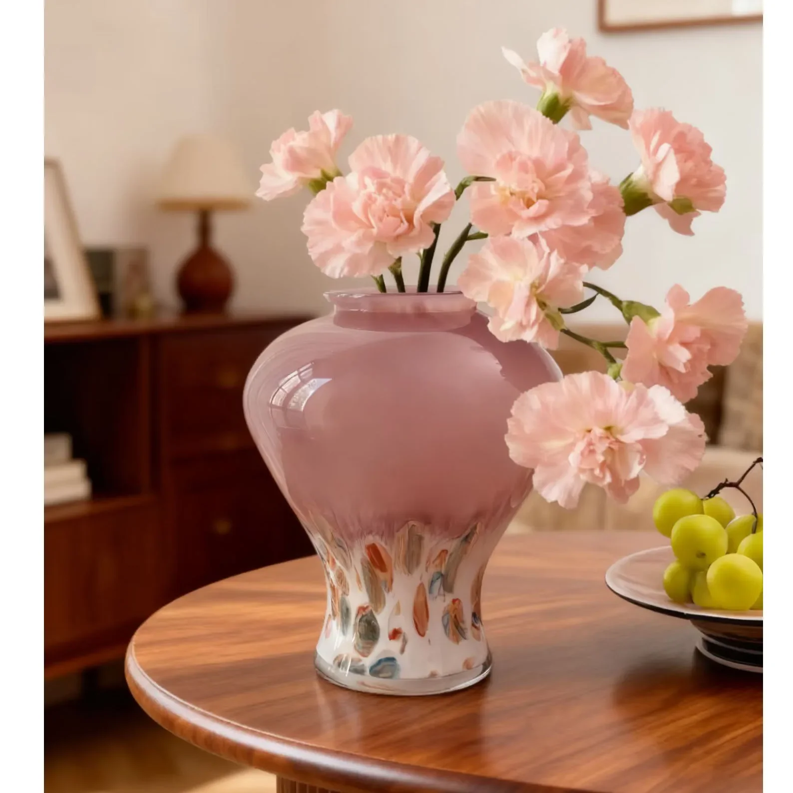 Colored Glazed Glass Vase Pink Gradient Hydroponics Terrarium Flower Arrangement Accessories Home Decoration Flowerpot Vases