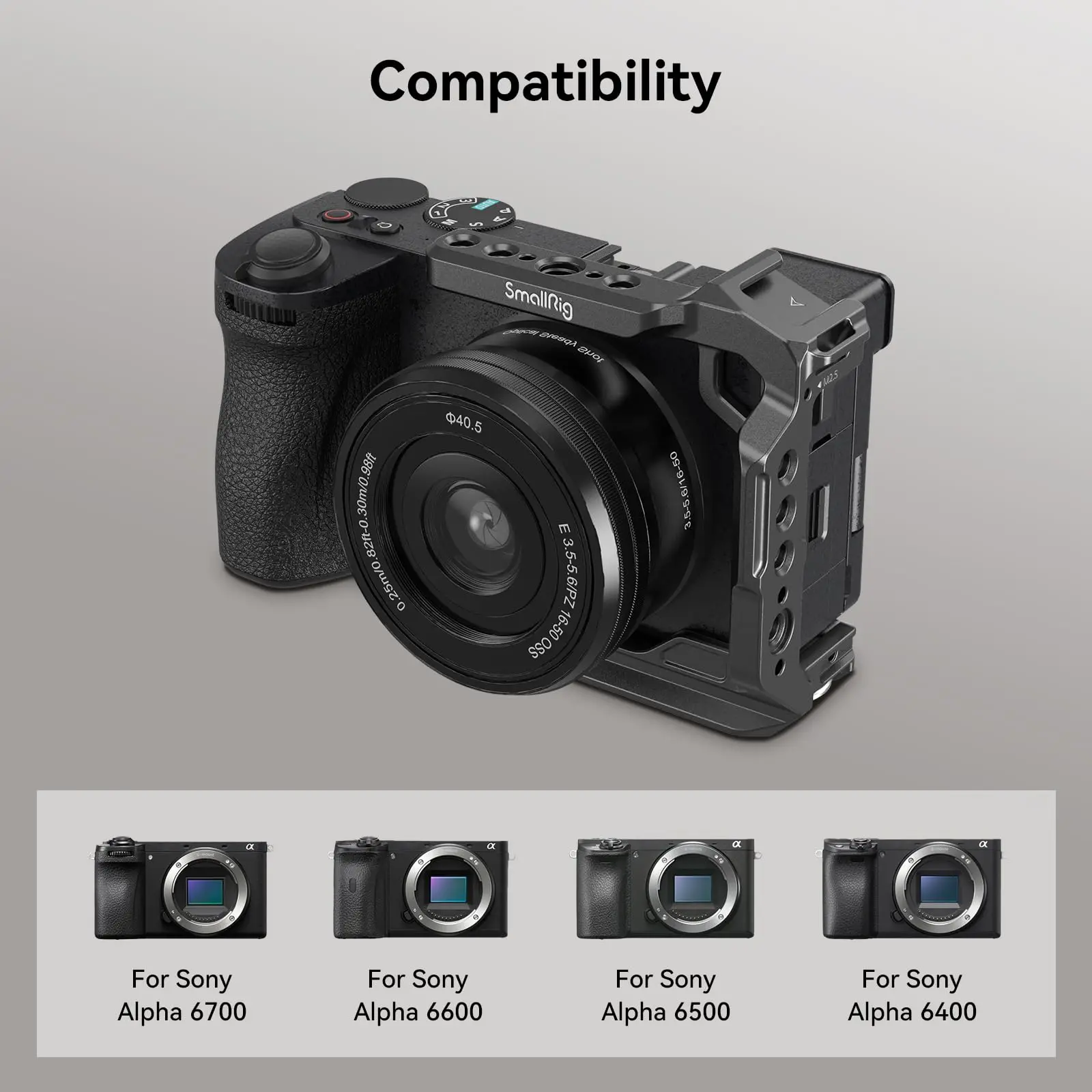 SmallRig Half Cage for Sony Alpha 6700/6600/6500/6400 Built-in Quick Release Plate for Arca-Type Camera Cage w Shoe Mount -4337