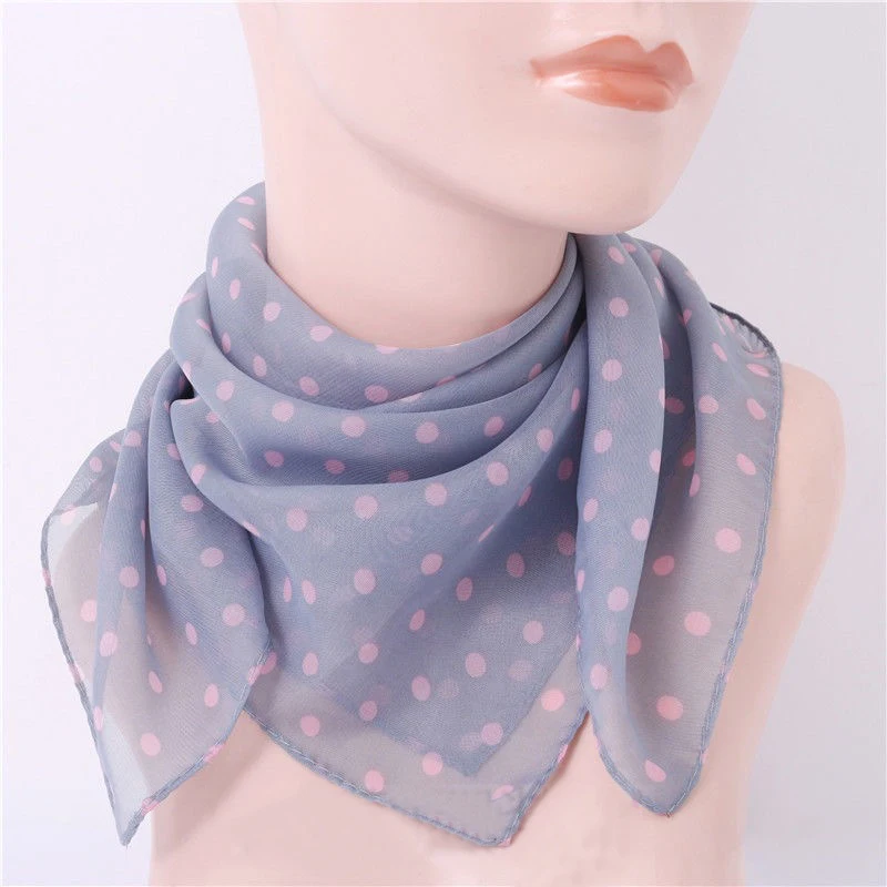 Fashion Chiffon Dot Scarf For Woman Girls Retro Temperament Square Scarf Elegant Bands Neckerchief Simple Thin Multi Color Scarf