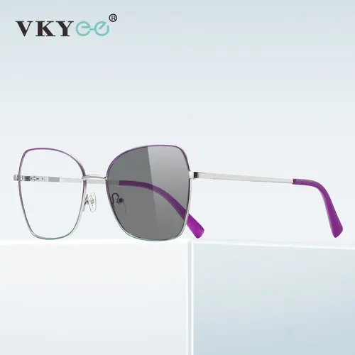 Imagen 2 del producto VKYEE, gafas de lectura fotocromáticas para mujer, gafas ópticas multicolores con gradiente, gafas graduadas personalizables rosas 3084