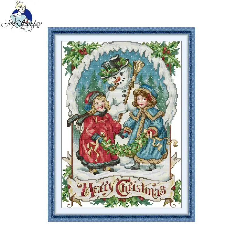 

The Girl and The Snowman Cross Stitch Kit Aida Cloth 14CT/16CT/11CT Handmade Embroidery Set DIY Home Decoration Gift Joy Sunday