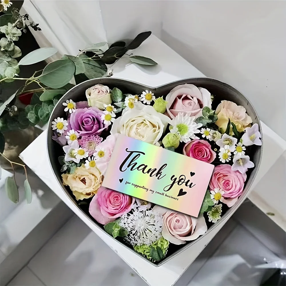 620 Thank You Cards and Stickers Set, Including 20 Re-sealable Packaging Bags, 500 Small Business Stickers and 100 Business Card