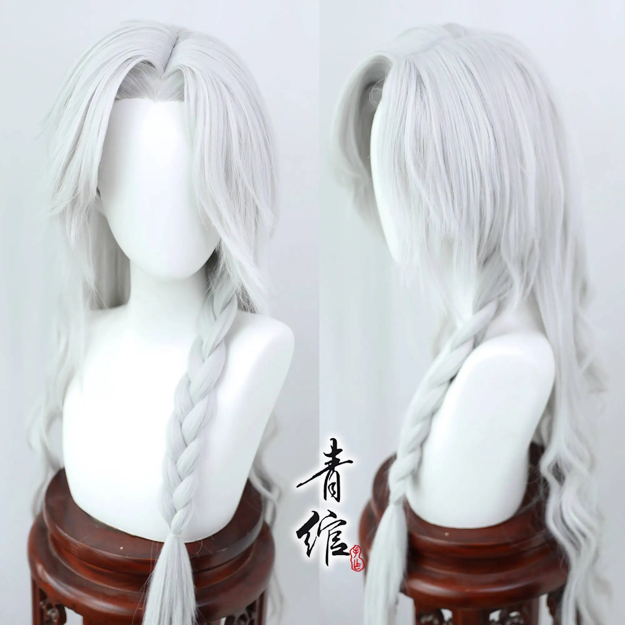 

Halloween Naraka: Bladepoint Game Canaan Silvery White Surface Mount Wig Head Cover Cosplay Wig Costume Full Head
