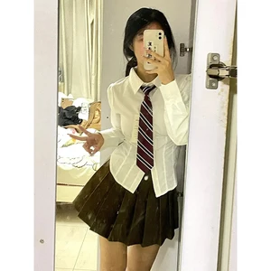 Tops de manga comprida para mulheres, camisas brancas Y2K, streetwear, túnica, preppy, básico, fino, todos os jogos, estudante, Jk, moda coreana, novo 10 principais vendas blusa de escola - №4