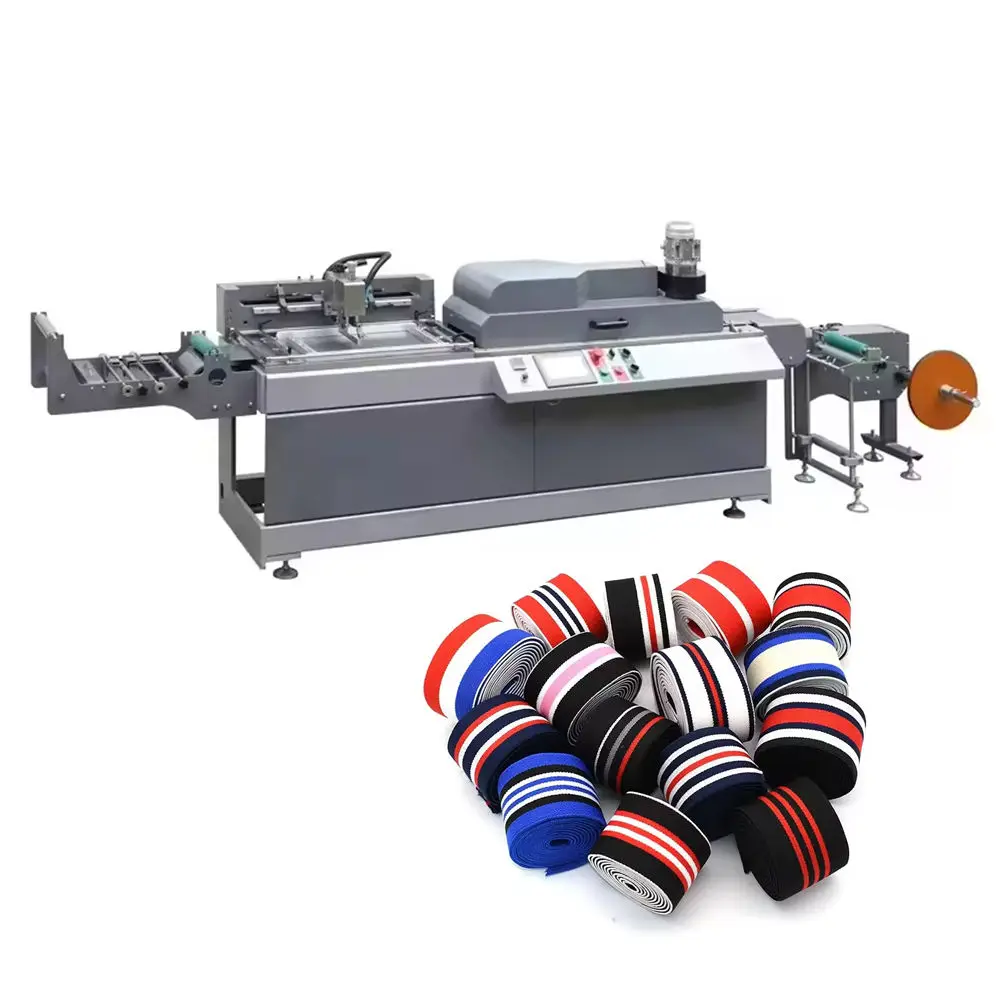 Automatic One Color Striped Elastic Band Soft Waistband Elastic Belt Webbing Silk Screen Printing Machine
