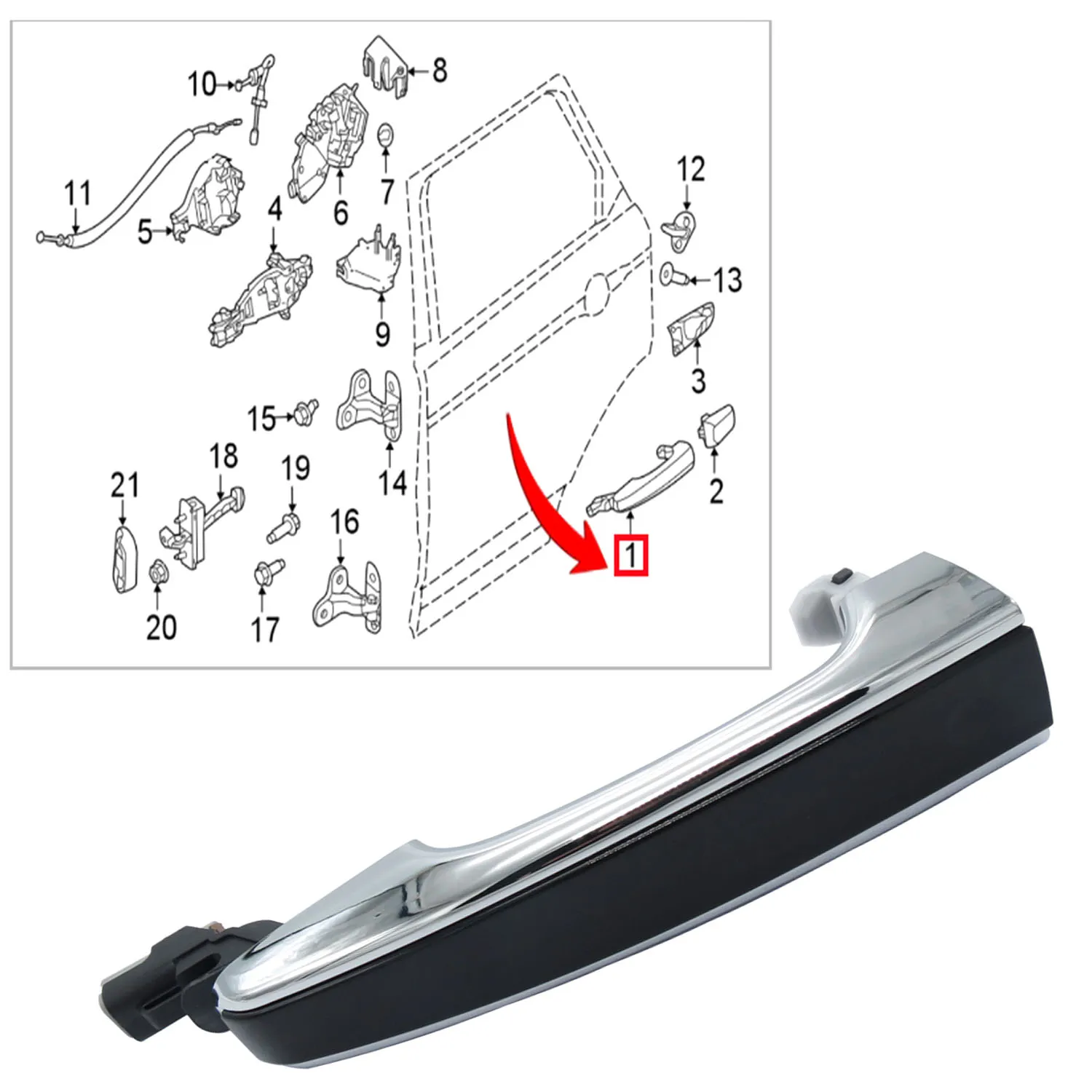 Inductive Smart Outer Door Handle For Range Rover 2013 - Discovery Sport 2015- Discovery 5 2017- LR055923