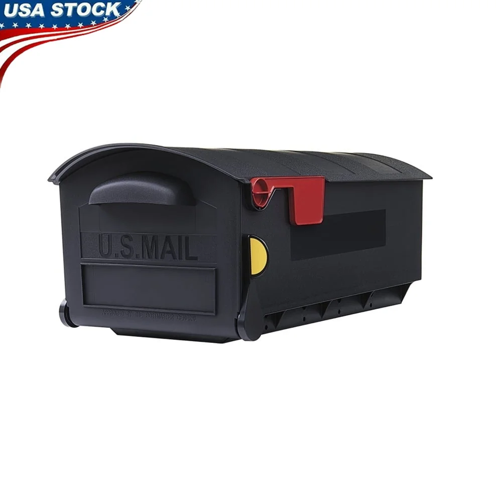 

Large Outdoor Post-Mount Mailbox Weather-Resistant Durable Polymer High Capacity Magazines Packages with Delivery Flag