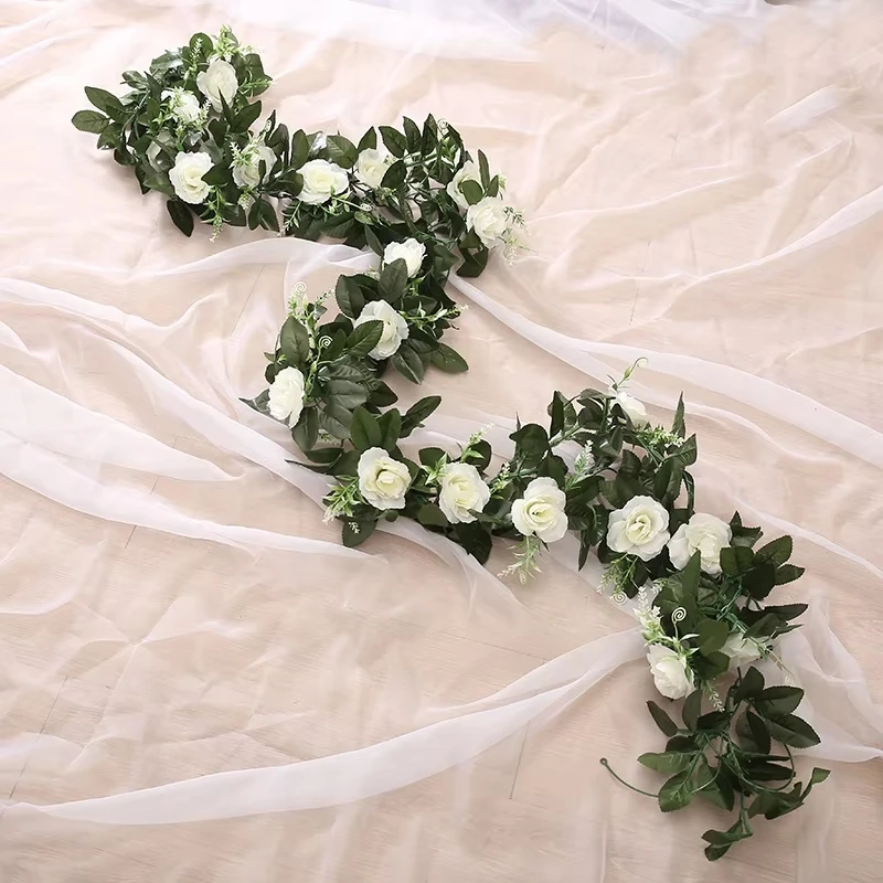 Kunstmatige Rose Vine Zijde Hangende Bloemen Valentijn Huwelijksboog Festival Rotan Nep Plant Outdoor Garland Romantische Home Decora