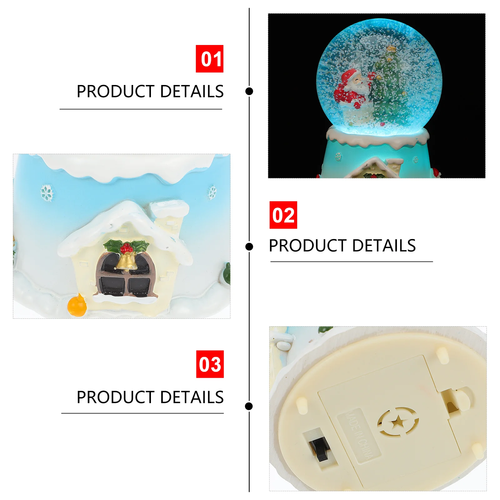 

1Pcs Resin Musical Snow Globe Crystal Ball Holiday Decor Luminous Christmas Gift for Kids Home Office Bar Xmas Crystal Ball