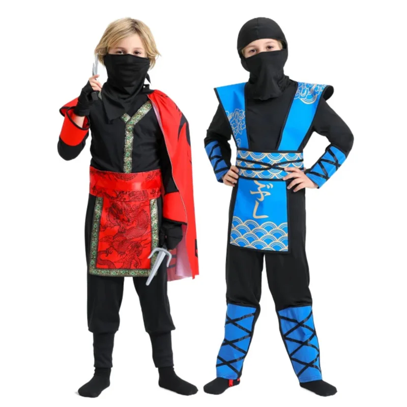 Ninja-kostuum voor kinderen voor jongens meisjes Ninja-pak Halloween Party Cosplay-kostuums voor jongens met schuimaccessoires Beste kindercadeau