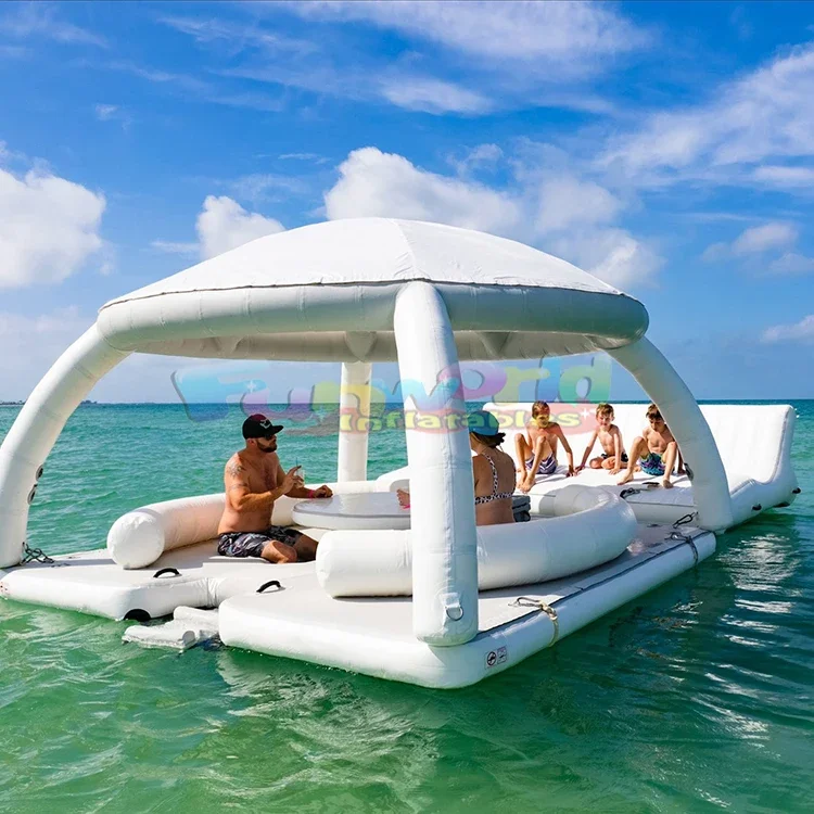 Inflatable water dock floating platform fishing pontoon inflatable yacht island floating inflatable dock