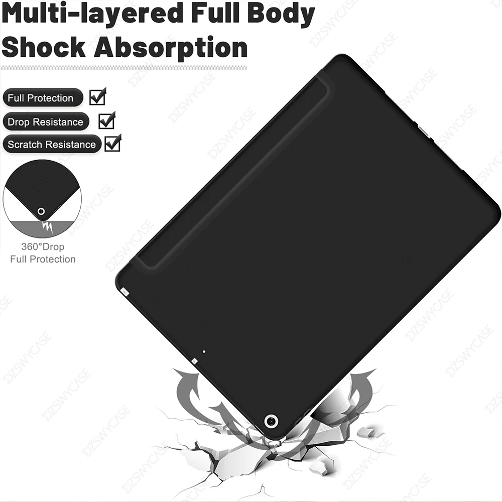 حافظة لجهاز iPad 9th/8th/7th Generation 10.2 بوصة حافظة 2021 2020 2019، حافظة واقية رفيعة وخفيفة الوزن غطاء سيليكون ذكي