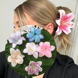 AWAYTR New Bohemia Flowers Small Hair Clips Hawaii Bridal Flowers Hair Clips Hairpins Barrette For Wedding Hair Accessories