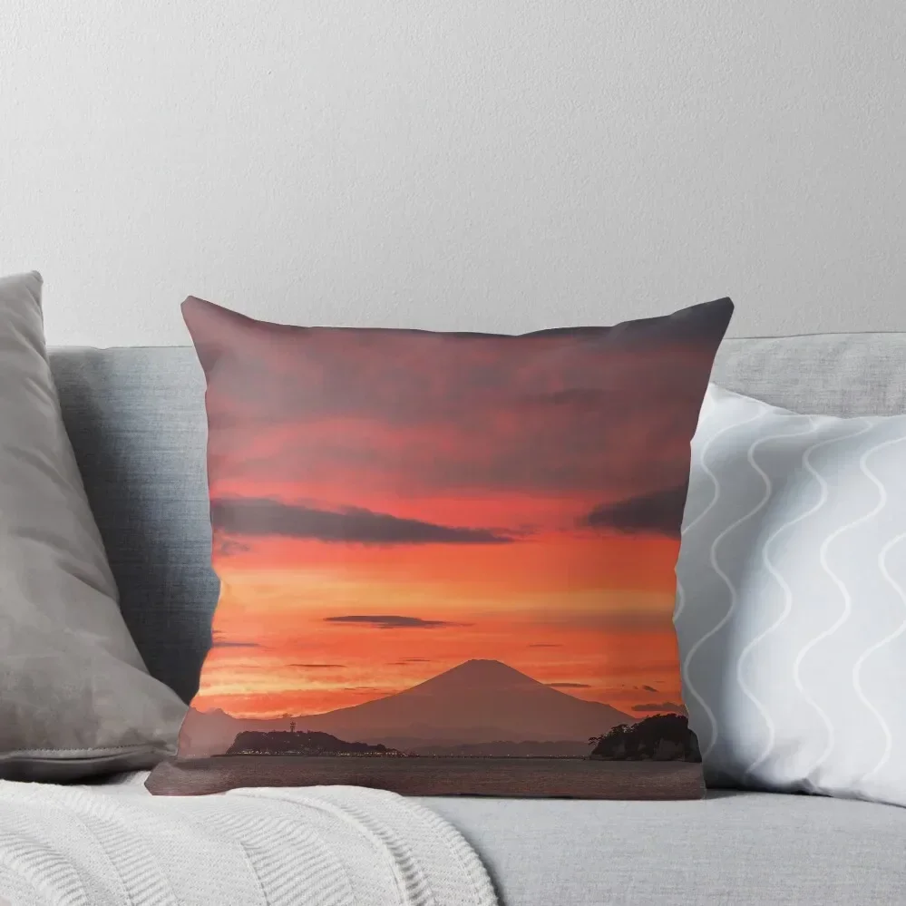 

Shonan Blaze - Sunset with Mount Fuji and Enoshima Throw Pillow anime girl sleeping pillows Cushion Cover For Sofa pillow