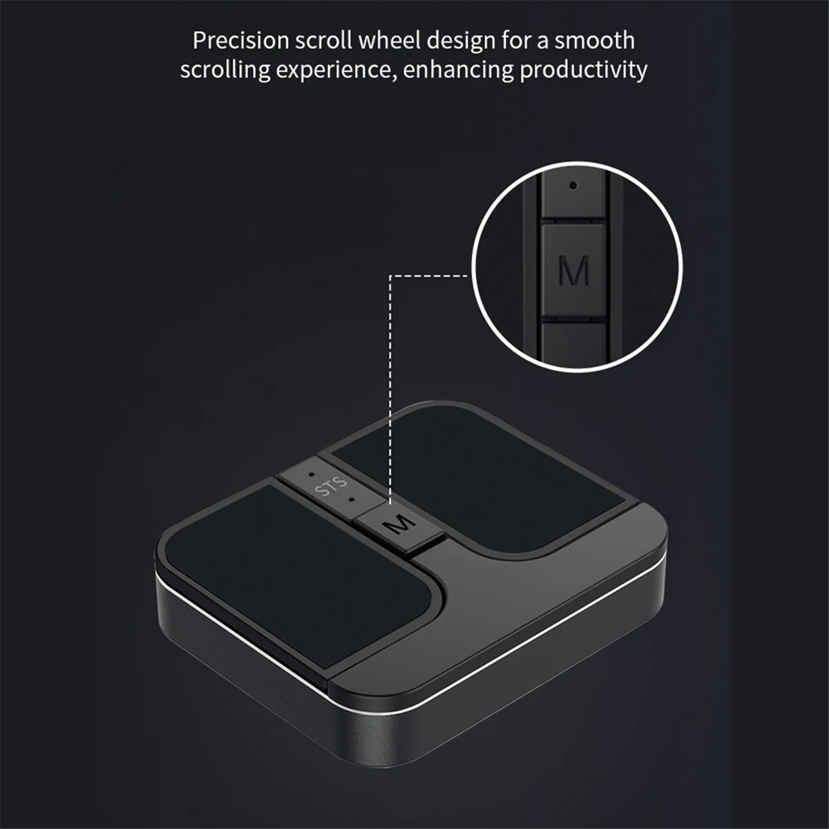 A10I Mini Square Mouse Wireless Computer Mouse 3 Mode BT/2.4G/USB Mini Capacitive Mouse for PC Laptop Notebook Desktop Black
