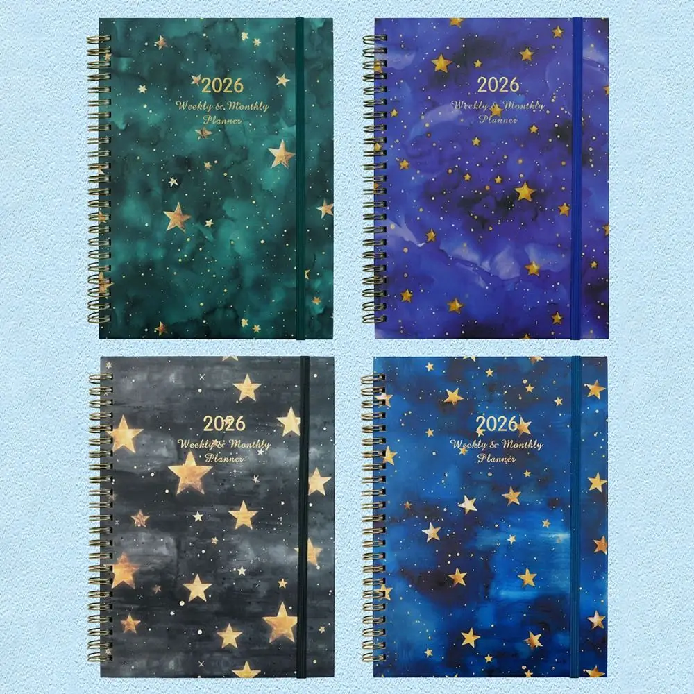 English 2026 Schedule Planner Notepad Wear-resistant 12 Months To-do List Notebook Portable Bookmark Diary Writing Pads