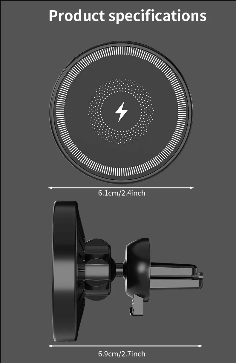 Auto Magnetische Drahtlose Ladegerät Air Vent Telefon Halter Stehen Für Magsafe iPhone 17 16 15 14 13 12 Pro Max Air Outlet Schnelle Lade – Detail 8