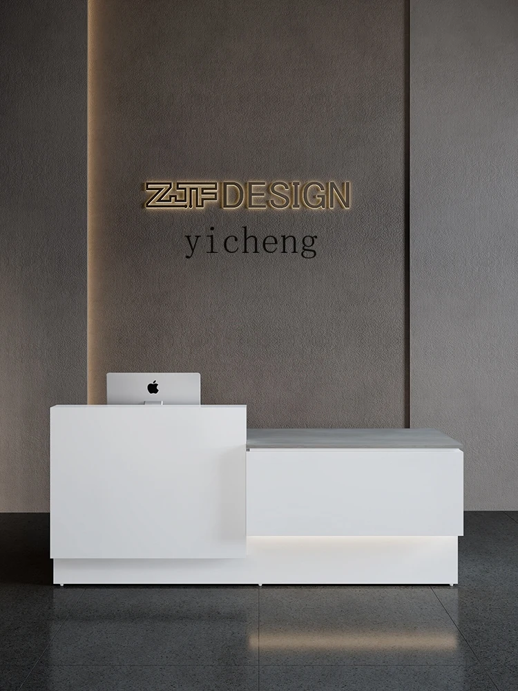 Reception Desk White Paint Desk Modern Cashier Counter