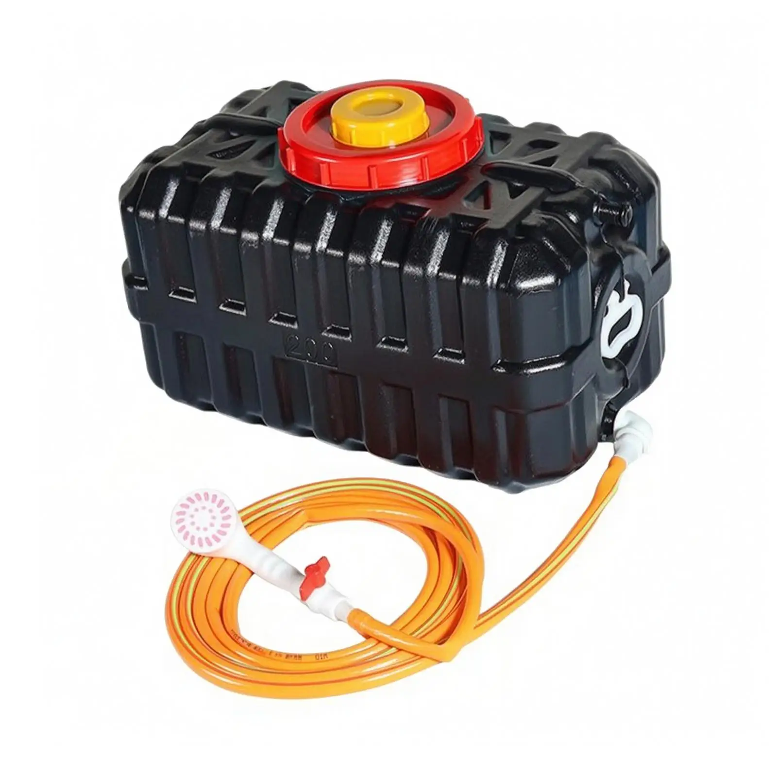 Outdoor Water Storage Tank Plastic Bucket for Camping Shower Top Filling Opening Rectangular Black