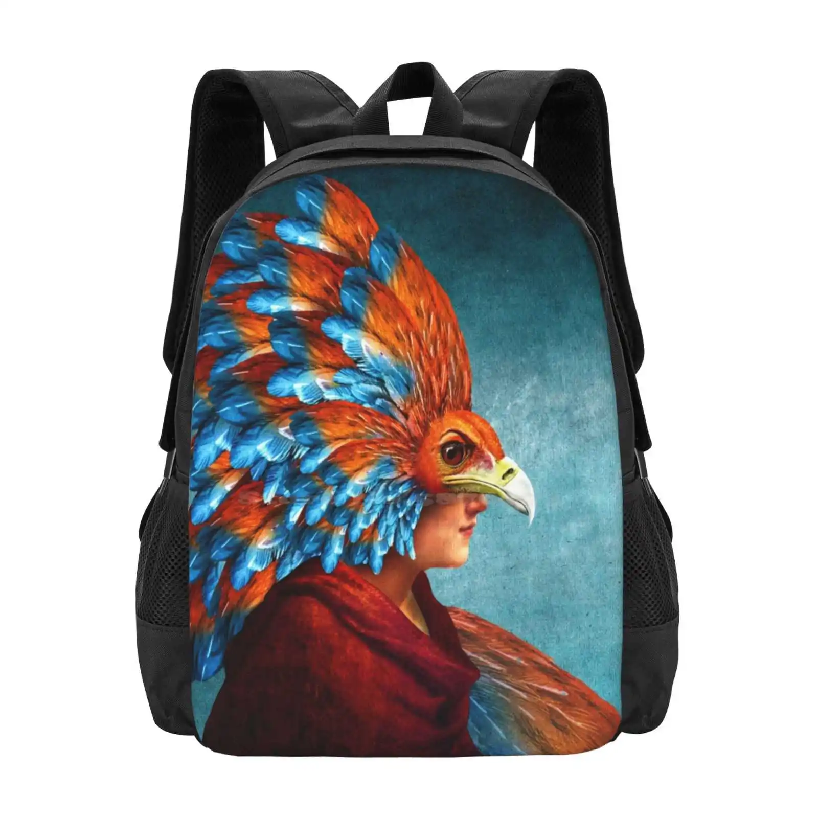 Free-Spirited Hot Sale Schoolbag Backpack Fashion Bags Dverissimo Bird Woman Whimsical Eccentric Free Spirited Beauty Fantasy