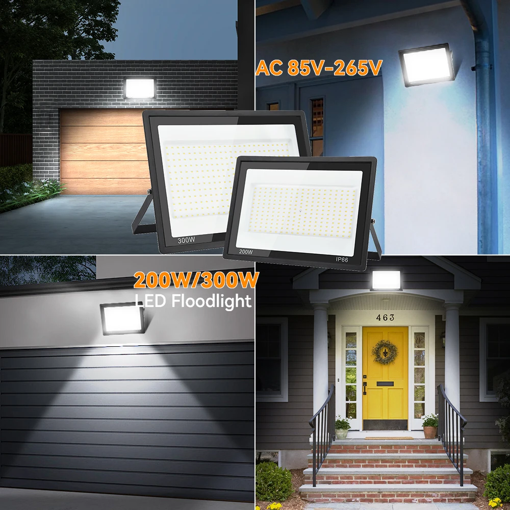 LED Reflector Light 200W 300W LED Floodlight AC85V-265V Outdoor Lighting High Brightness Gate Wall Flood Lights For Garden Yard