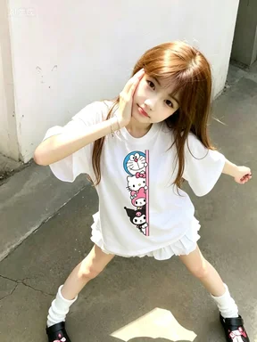 

2026 Commute Leisure Kuromi Kid T-shirt Working Daily All-match Clothes Fashionable, versatile and comfortable