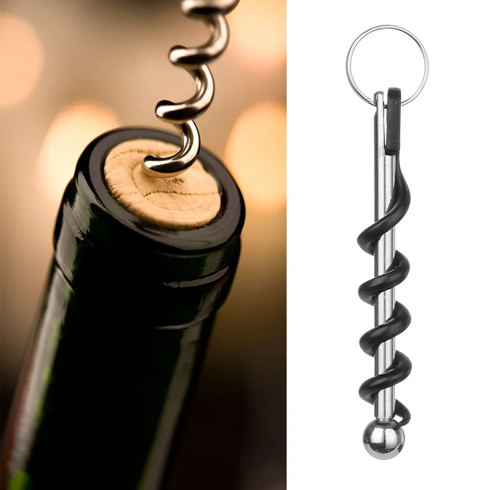1Pcs Camping Equipment Tool Bottle Opener Outdoor Mini Cork Screw Red Wine Bottle Opener Keyring Tool Multi-functional