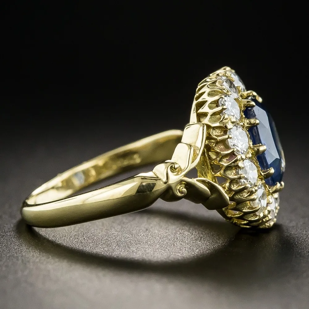 New Luxury Aquamarine Gemstone Gold Color Rings For Women Silver Jewelry Vintage Exquisite Ring Anniversary Engagement Gifts