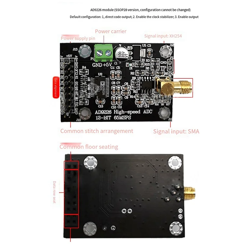 Y22A-AD9226 High Speed ADC Module Signal Acquisition Analog To Digital Conversion PCB 65M Sampling FPGA Development Board