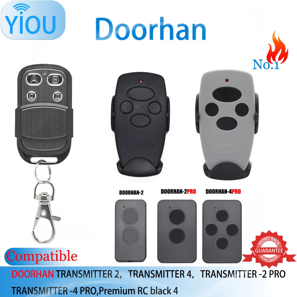 YIOU-Controle Remoto de Porta de Garagem, 433MHz Rolling Code, Chip HCS301, DOORHAN Transmter2-4, Transmter2 PRO-4 PRO, 433MHz