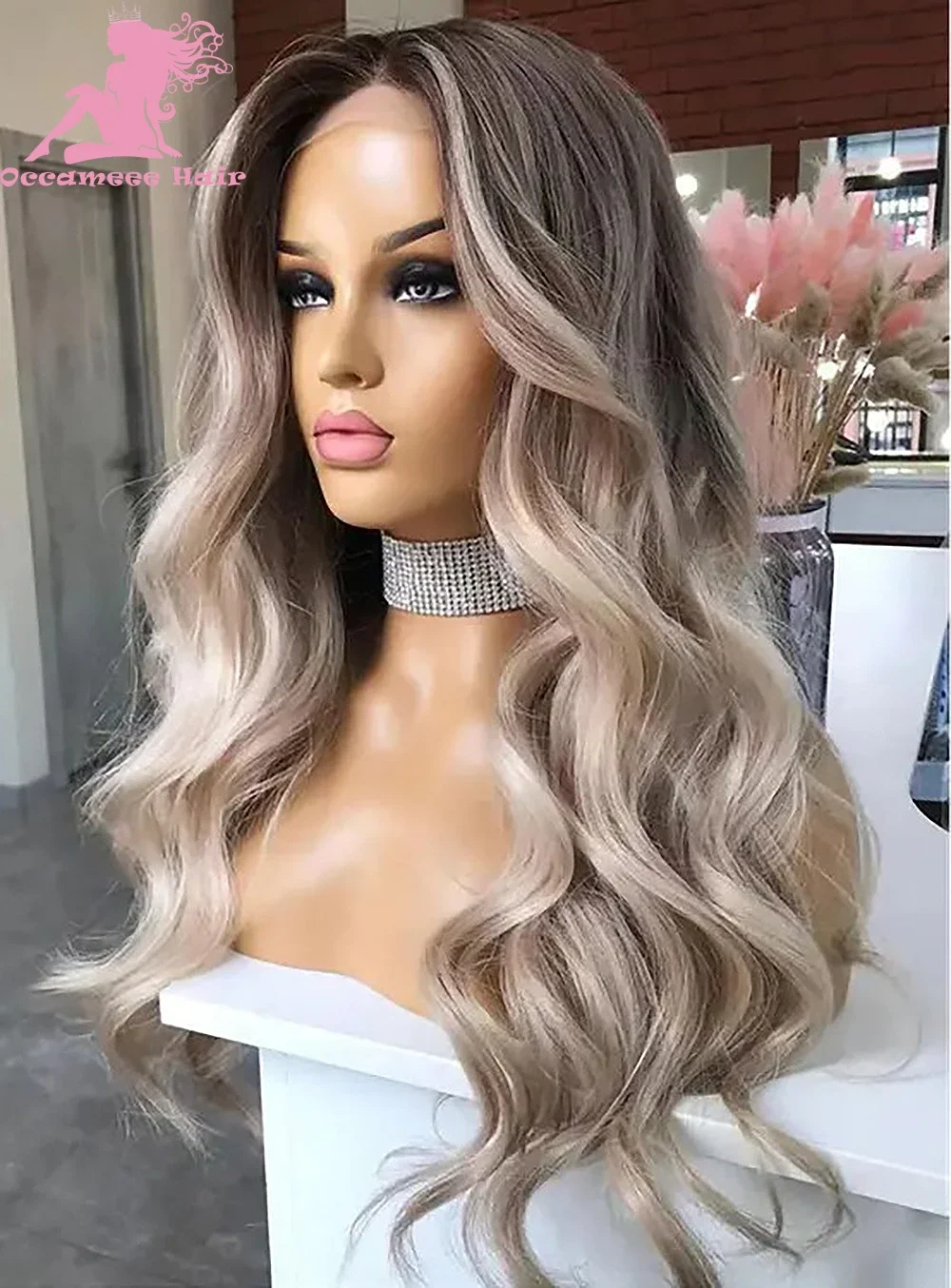 100% human hair wigs Highlight 13x4 Lace Front Wig Dark Ash Brown Blonde Natural Wave Brazilian Full Virgin Transparent lace fro