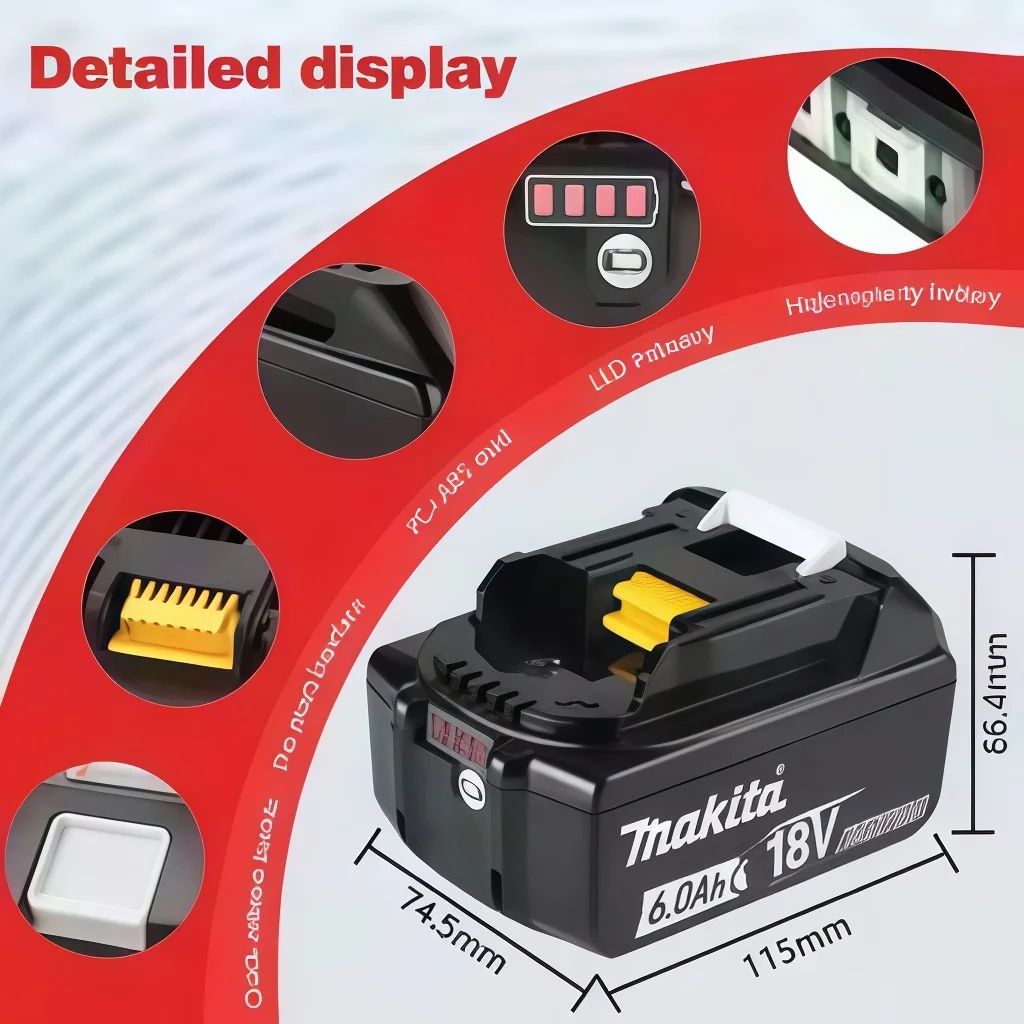 Low Standby‑power Loss Genuine Makita 18V 6Ah Battery Reduces Charging Times For Daily‑use BL18 Home‑improvement Tool Kits - view 4