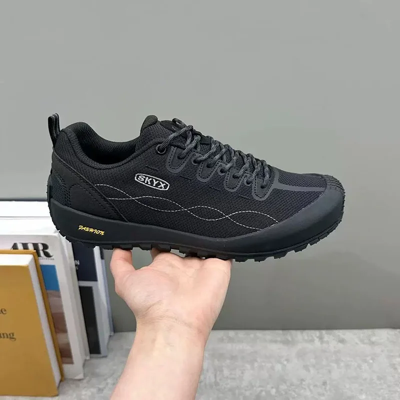 Men Black Mesh Sneakers Non Slip Breathable Running Sports Shoes All Season Outdoor Marathon Mens Casual Hiking Shoes Zapatillas