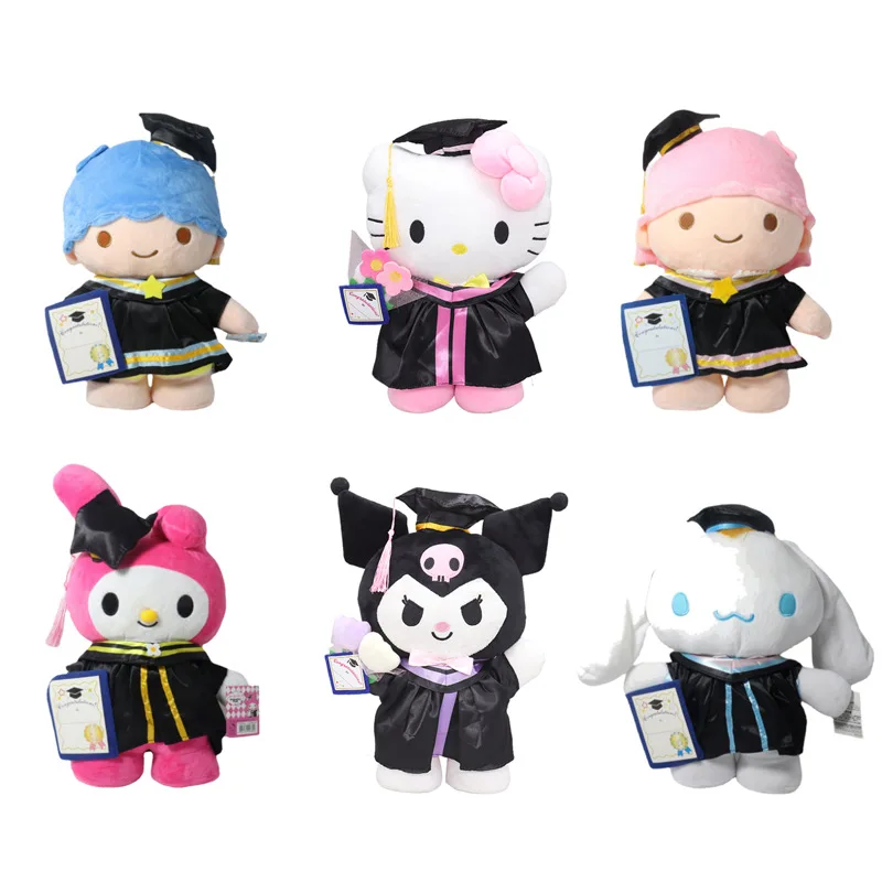 Sanrio Degree Suit Plush Doll Hello Kitty My Melody Little Twin Stars Cosplay College Style Doctor Hat Cartoon Toys Gift