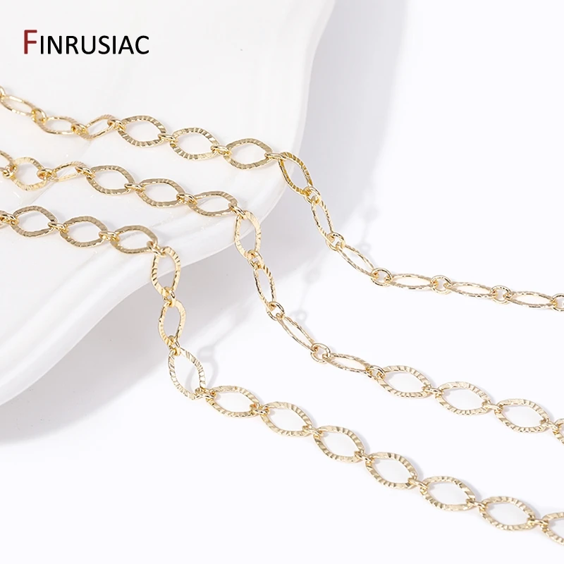 14K Gold Plated Brass Oval Textured Chains For Jewelry Making DIY Jewelry Chains Necklace Bracelet Making Accessories