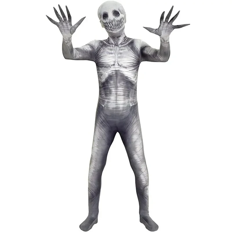Disfraz de mono aterrador 2026 para adultos (hombres y mujeres), disfraz de The Rake, Zalgo, Slenderman, mono 3D aterrador para Halloween para niños UZW2N