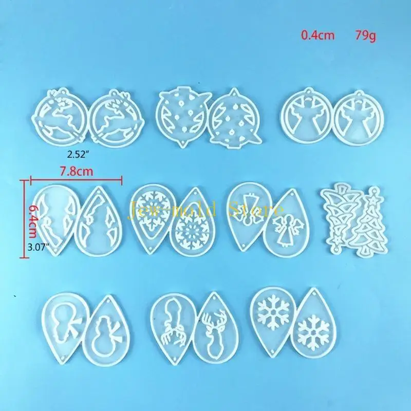 C71B عيد الميلاد قلادة أقراط قالب الراتنج قالب قالب الجمال الصغيرة DIY بها بنفسك الحرفية #6