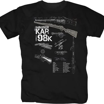 남성용 100% 면 캐주얼 티셔츠, 루즈 탑 사이즈 S-3XL, Kar98 피스톨라 리볼버 Mauser 라이플 