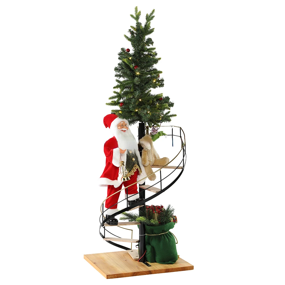 60cm Christmas Stairs Santa Claus with Lighting Music Decoration Decoration Festival Holiday Statue Collection Tradition view 2