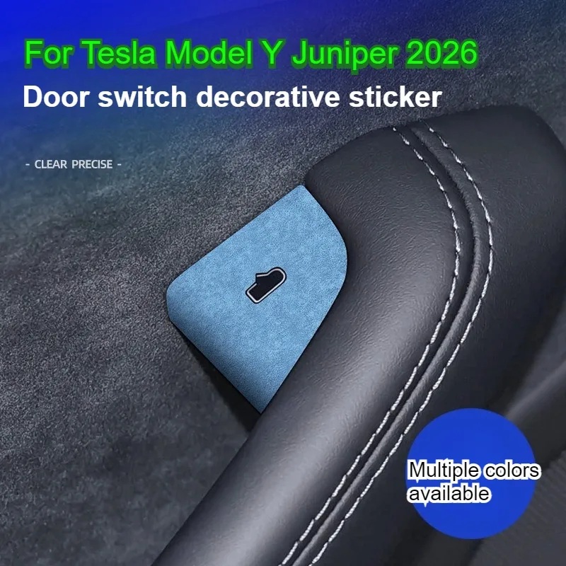 For Tesla Model 3 Y Highland Juniper 2025 2026 Suede Door Switch Button Ultra-Thin Sticker Patch Trim Cover Interior Accessories