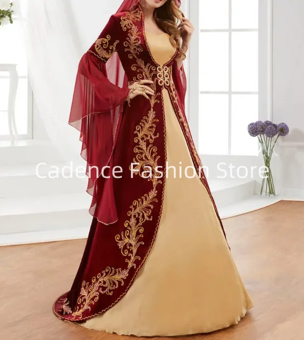 Красные традиционные винтажные бархатные турецкие свадебные платья по индивидуальному заказу, этнический халат, ближневосточные свадебные платья, платья de novia