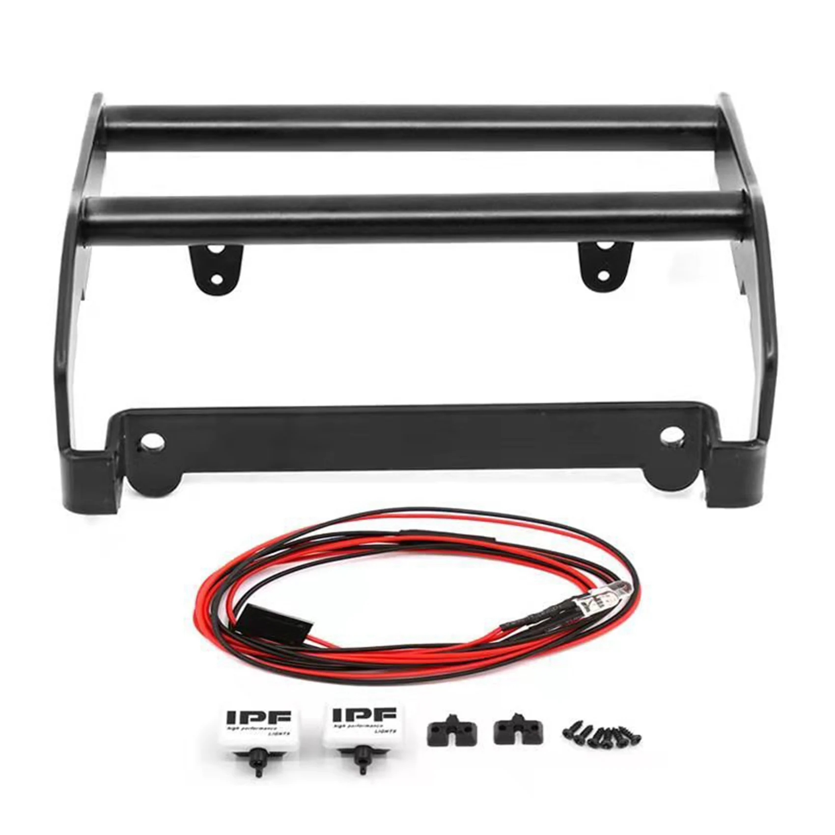 PMPC_Stainless Steel Front Bumper with LED Light for Traxxas TRX-4 RC Car