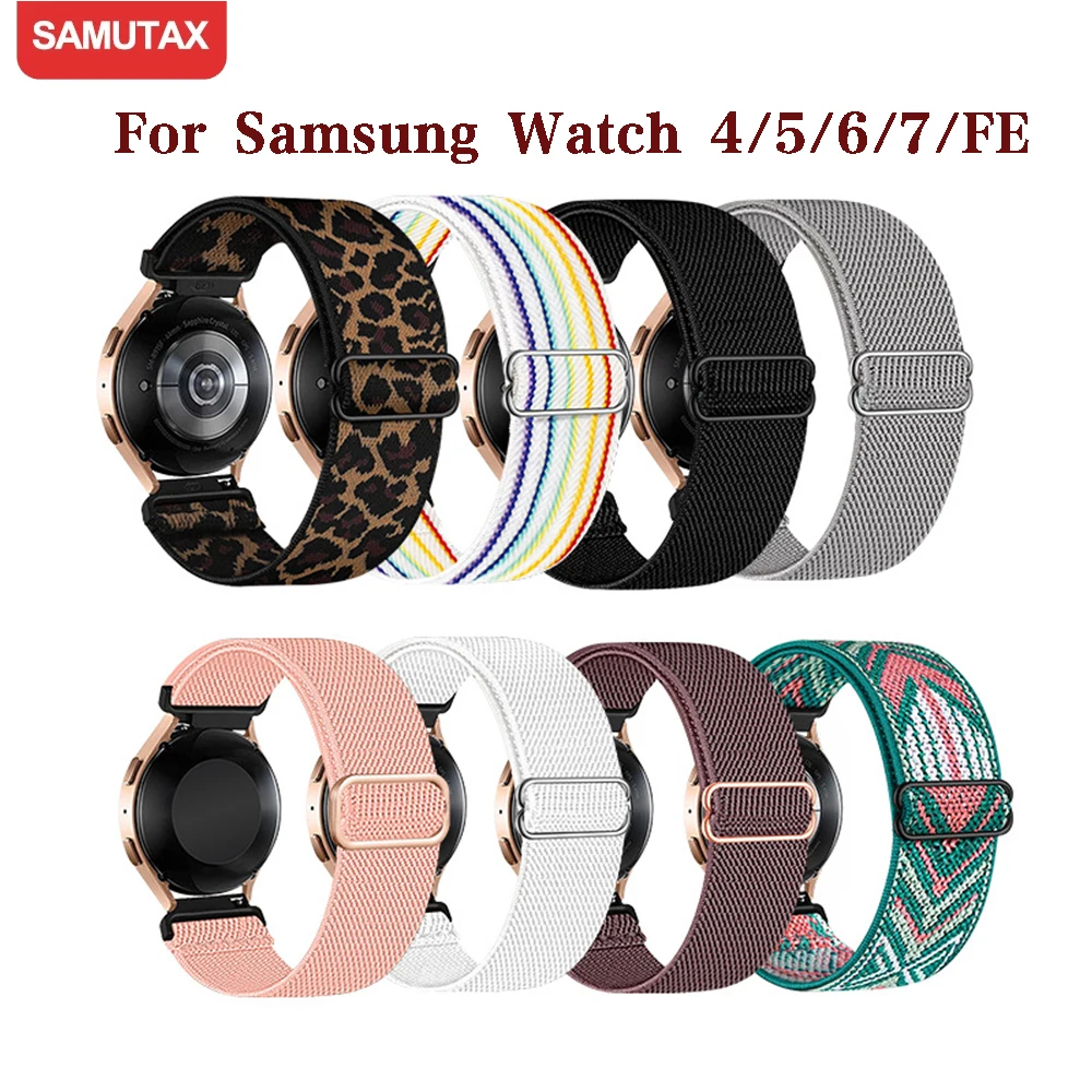 20mm strap For Samsung Galaxy watch 7/FE/6/5 pro/4/classic/3/Active 2/Gear S3 Adjustable Nylon Elastic Huawei GT 2/4/3 Pro band