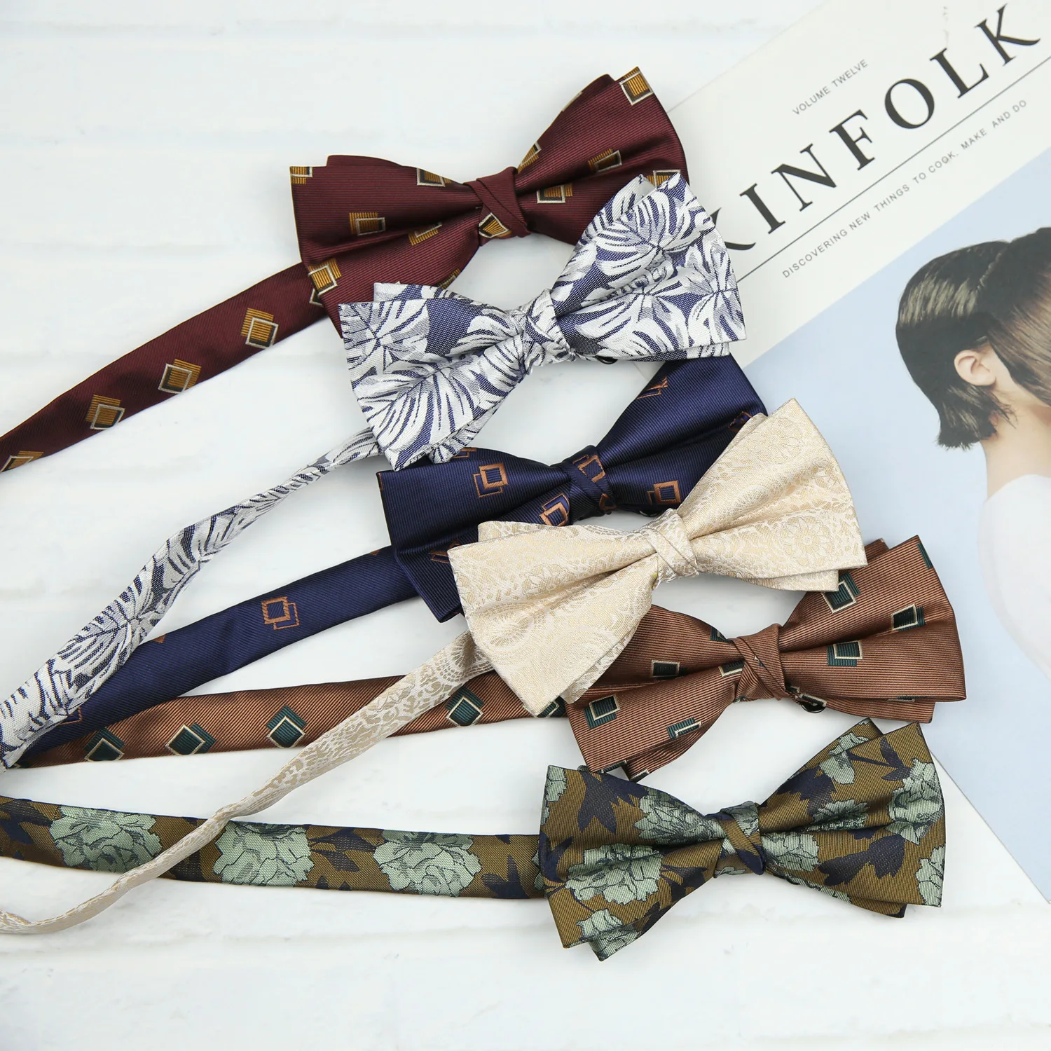 เนคไทโบว์ลายดอกไม้หรูหราสำหรับผู้ชาย สำหรับชุดแต่งงานและเสื้อเชิ้ต ผ้าแจ็คการ์ด ของขวัญสำหรับเจ้าบ่าว เพื่อนเจ้าบ่าว ชุดลำลอง และชุดธุรกิจ